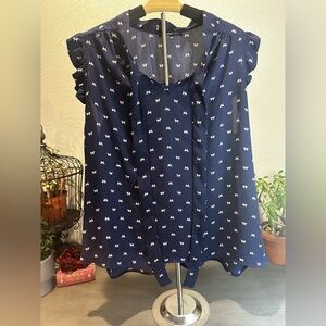 Sweet Rain Blue Relaxed Sailor Collar Blouse
